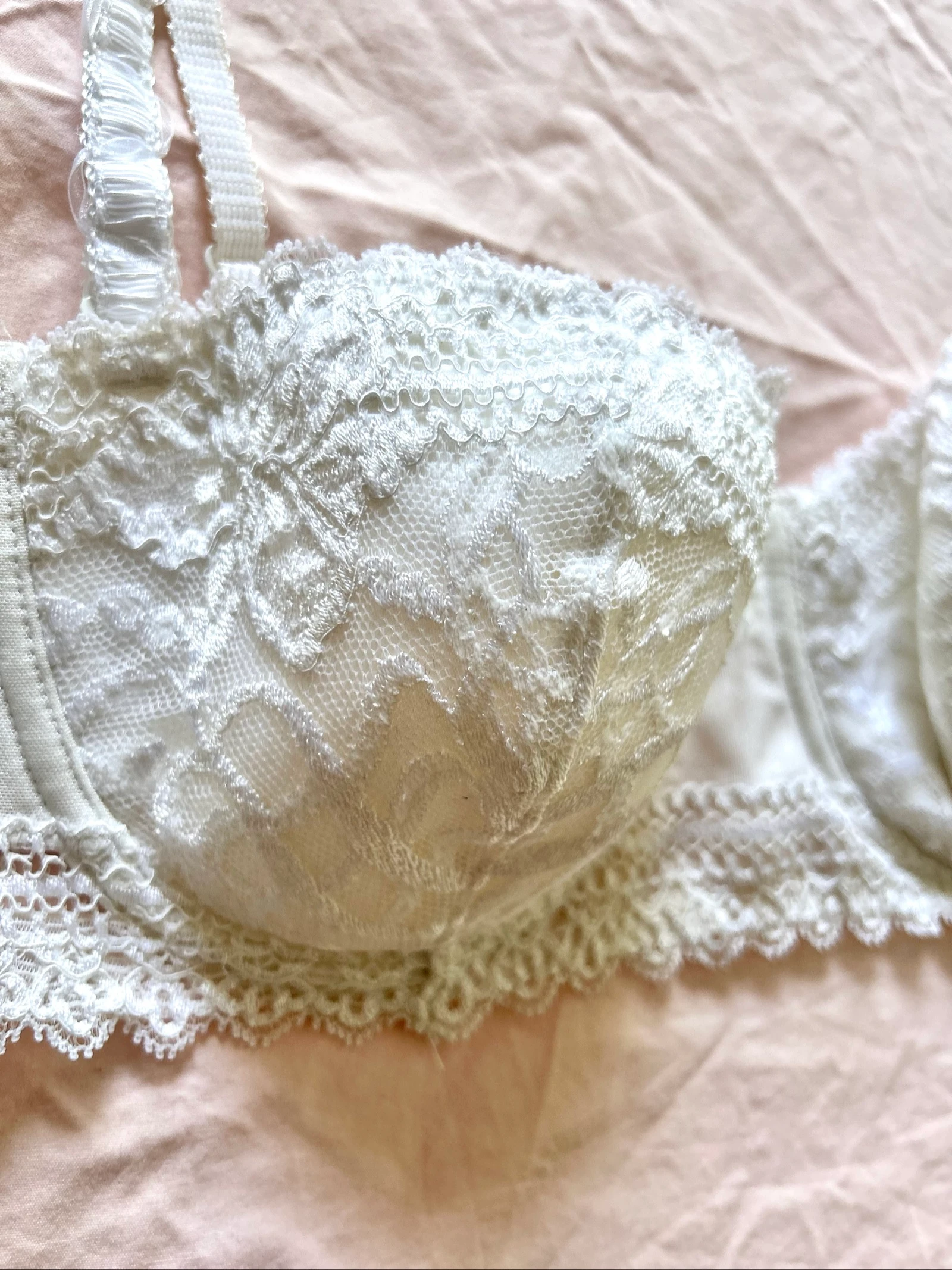 Sutiã de balcão cor creme em renda floral alças ajustáveis em poliamida e algodão 95 Aubade – photo 12